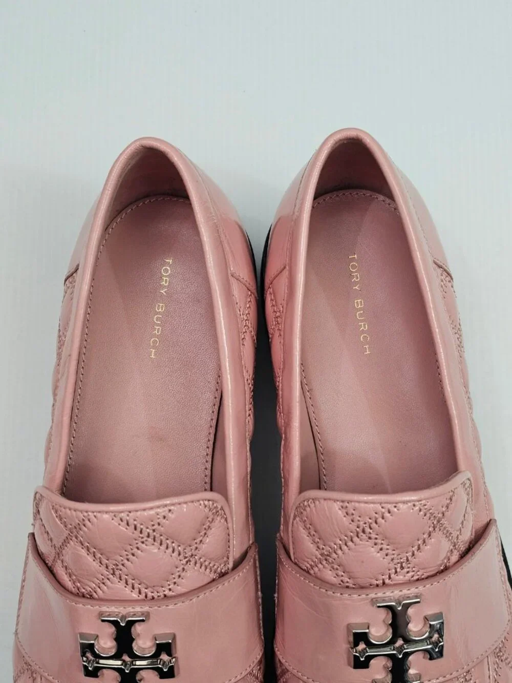 Tory Burch Mini Everly Quilted Loafer Womens 10.5 Rose Pink Leather Lug Sole NEW